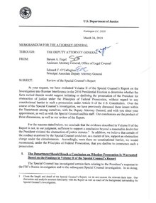 The March 24, 2019 OLC memo justifying Barr's decision to clear Trump that was written in tandem with the Barr letter. 2019-03-24 Memorandum to AG from DAG re Mueller Report Review.pdf