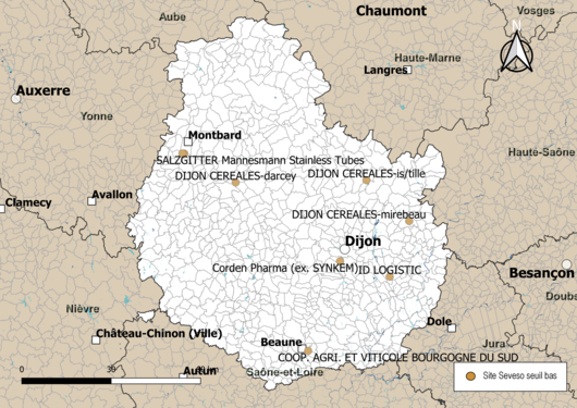 Carte des sites « Seveso seuil bas ».