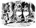 Alice susreće nespretne Tweedledeeja i Tweedleduma (1871.)