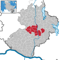 Map of Lauenburg highlighting Berkenthin