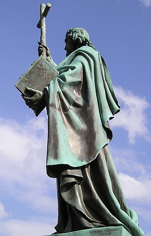 Statue of Boniface (c. 675-754) Bonifatiusstatue Fulda.jpg