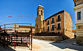 Plaça de l'església en festes a Carcastillo, Ribera de Navarra