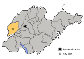 Liaocheng is highlighted on this map