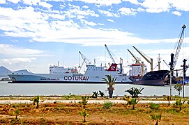 A Compagnie Tunisienne de Navigation cargo ship Amilcar in Tunis harbor, 2012.