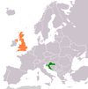 Location map for Croatia and the United Kingdom.