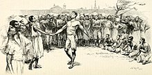 Dance in Congo Square in the late 1700s, artist's conception by E. W. Kemble from a century later Dancing in Congo Square - Edward Winsor Kemble, 1886.jpg