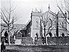 B&w photo of a church in Gothic Revival style