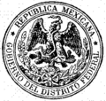 Escudo oficial del Distrito Federal entre la mitad del siglo XIX y la década de 1960.