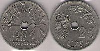 25 céntimos de 1937 del bando sublevado.