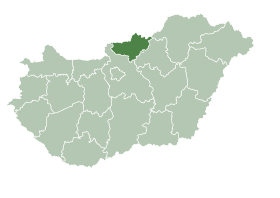 Karta Mađarske sa pozicijom Županije Nógrád