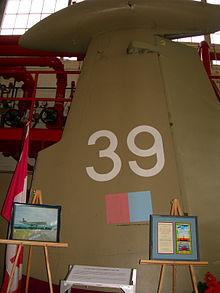 The vertical stabilizer of XV239 was salvaged and displayed as part of a memorial to the crew at the Toronto Aerospace Museum. Hawker Siddeley Nimrod XV239 Tail.jpg