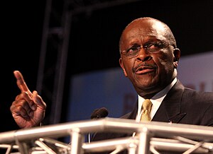 English: Herman Cain at the Ames Straw Poll in...