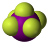 Spacefill model of iodine pentafluoride