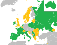 Mapa z zaznaczeniem państw uczestniczących