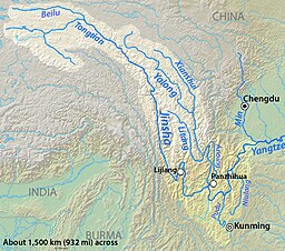 Map of the Jinsha River drainage basin