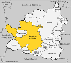 Elhelyezkedése Tübingen járás térképén