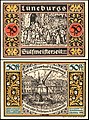50 Pfennig Notgeldschein der Stadt Lüneburg, Rückseite: „Der alte Kran“,(1921)