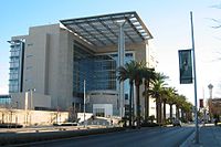 The Lloyd D. George Federal District Courthouse in Las Vegas is the first Federal Building built to the post-Oklahoma City blast resistant standards.