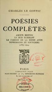 Charles Le Goffic, Poésies complètes (Le Goffic), 1922    