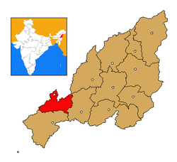 Dimapur district's location in Nagaland