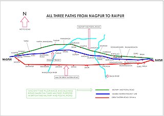 Map of old Ancient Route, Rail Route and NH6.