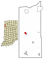 Location of Morocco in Newton County, Indiana.