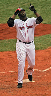 David Ortiz was named 2004 ALCS MVP and 2013 World Series MVP. His #34 was retired by the club in 2017. Ortizpoint.jpg