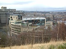 Rockstar North's office building until 2014, as seen from Calton Hill, the developer famous for the Grand Theft Auto series Rockstar North building, shot from hill.jpg