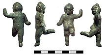 A Roman copper-alloy figurine of a child, found in Waltham St. Lawrence and dated to c. 43 - c. 410 Roman, Figurine (FindID 776152).jpg