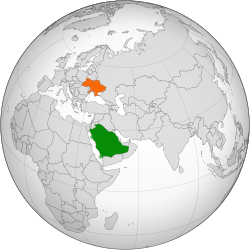 Map indicating locations of Saudi Arabia and Ukraine