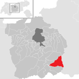 Kommunens läge i distriktet Innsbruck-Land