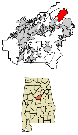 Location of Sterrett in Shelby County, Alabama.