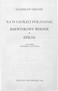 Stanisław Vincenz 90 Na wysokiej połoninie Barwinkowy wianek