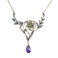 Suffragette Amethyst, Pearl, & Peridot Dangle Necklace.png