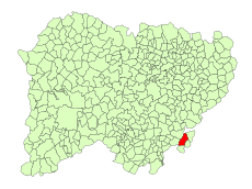Estensión del términu municipal dientro de la provincia de Salamanca