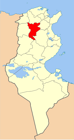 Map of Tunisia with Siliana highlighted