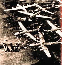 Superfortresses tossed about by the 20 March Tinker Air Force Base tornado Tinker AFB tornado damage 2.jpg