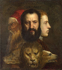 The Allegory of Age Governed by Prudence (c. 1565-70) is thought to depict Titian, his son Orazio, and a young cousin, Marco Vecellio.