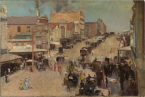 Tom Roberts-Allegro con brio, Bourke Street west c 1885-86.jpg