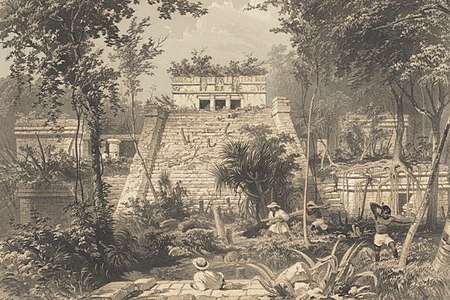 engraving of tulum ruins from 1844