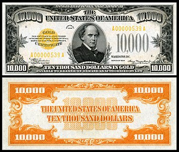 $10,000 gold certificate