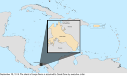 Map of the change to the United States in the Caribbean Sea on September 18, 1919