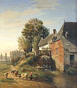 Moulin sur la rivière Yssche, 1878, peinture de Gustave Walckiers (1831-1891)