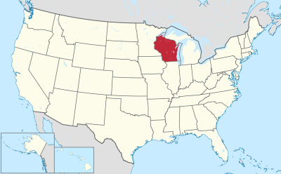 Штат Висконсин на карте США
