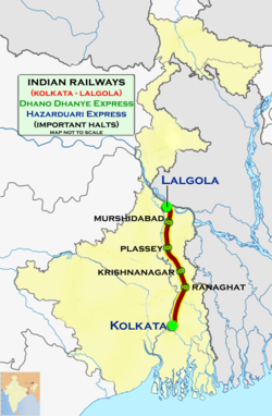 (Kolkata Sealdah - Lalgola) Bhagirathi Express route map