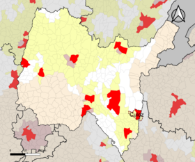 Localisation de l'aire d'attraction de Culoz-Béon dans le département de l'Ain.