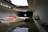 Het tijdelijke gat in het tunneldak bij de Sixhaven, juni 2013.