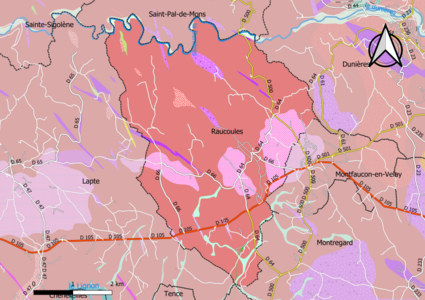 Carte montrant en couleurs le zonage géologique simplifié d'une commune