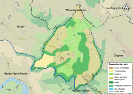 Carte en couleurs présentant l'occupation des sols.