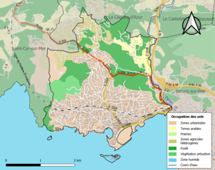 Carte en couleurs présentant l'occupation des sols.